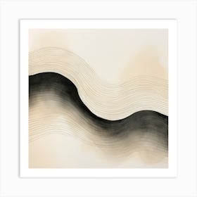Abstract Organic Minimalist Black Waves 3 Art Print