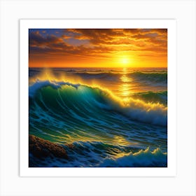 Sunset Over The Ocean 1 Art Print