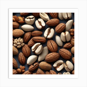 Nuts On A Black Background 1 Art Print