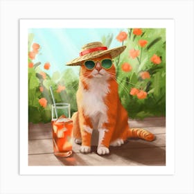 Aperol Spritz Orange Cat Art Print