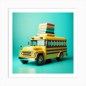 School Bus With Books On Top Art Print