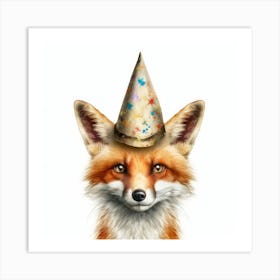 Fox In Party Hat Art Print