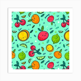 Doodle Fruit Pattern Art Print