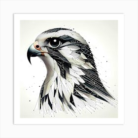 Falcon Head - Abstract Line Art Illustration 123 Art Print