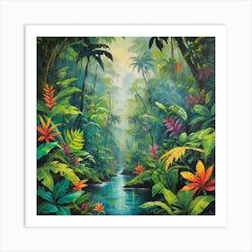 Tropical Jungle Art Print Paintings 5 Art Print