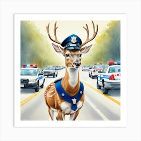 Police Deer Art Print