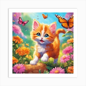 Kitten jumping 1 Art Print