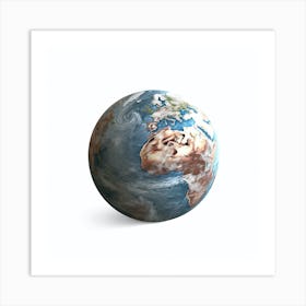 Earth Globe Isolated On White Art Print