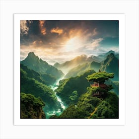 Chinese Buddhist Temple Art Print