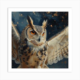 Owl In Flight Art Print