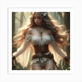 Sexy Girl In The Woods Art Print