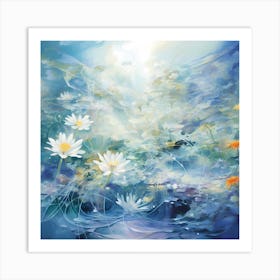 AI Floral Waltz in Watercolor Symphony 1 Art Print