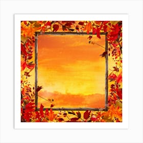 Autumn Themed Frame Embracing The Bright Sunlit Hues Of Fall Foliage Intricately Woven Design Of (7) Art Print