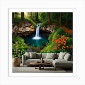 Waterfall In The Forest Art Print