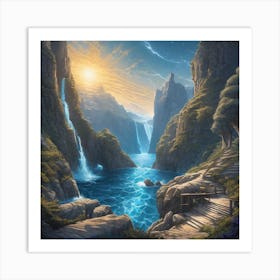 Waterfall In The Mountains 1 Art Print