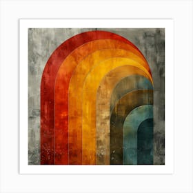 Abstract Rainbow Arch Design With Textured Background Art Print