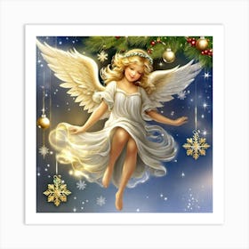 Angel Christmas Wallpaper 2 Art Print