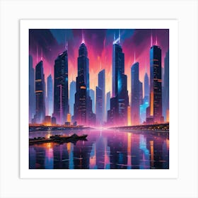 Futuristic Cityscape Paintings Art Print Art Print