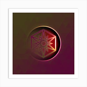 Geometric Neon Glyph on Jewel Tone Triangle Pattern 418 Art Print