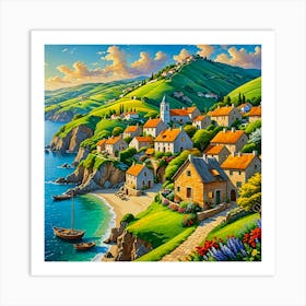 Village By The Sea Art Print