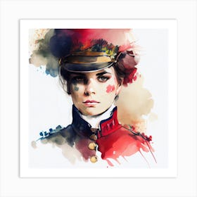 Watercolor Napoleonic Soldier Woman #3 Art Print