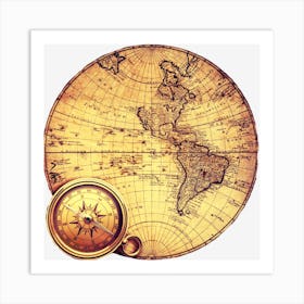 World Map Old World Nautical Retro Vintage Art Print