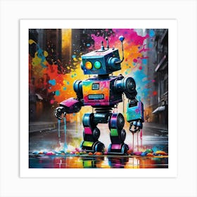 Robot In A City Art Print