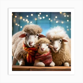 Firefly Festive Holiday Gathering With A Woolly Sheep Family 70183 (2) Art Print