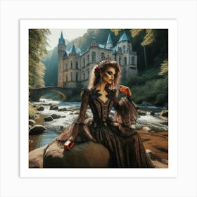 Gothic Woman In A Castle Art Print