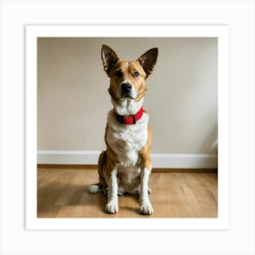 A Photo Of A Dog Sitting On The Floor 1 Art Print