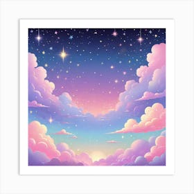 Sky With Twinkling Stars In Pastel Colors Square Composition 111 Art Print