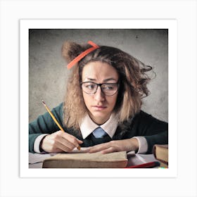 Girl Studying Art Print