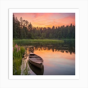 Sunset On A Lake Art Print