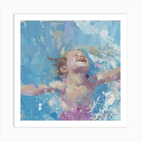 Happy Girl Swimming Art Print