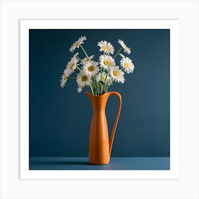 Daisy Flowers Vase Living Room (5) Art Print