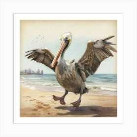 Pelican On The Beach Art Print