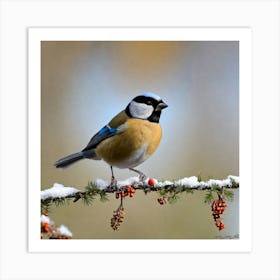 Tit on branch 18 Art Print