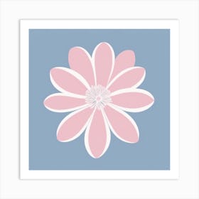 A White And Pink Flower In Minimalist Style Square Composition 528 Art Print