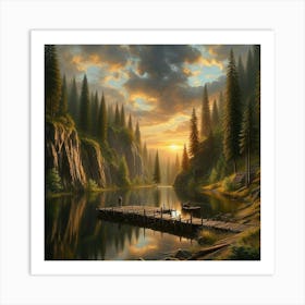 Sunset At The Lake Art Print