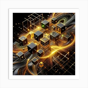 Abstract Cubes Art Print