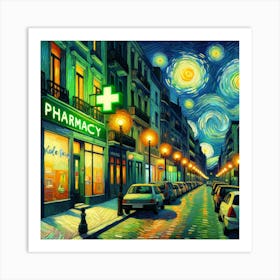 Pharmacy City Night Van Gogh Art Print