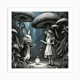 Alice And The Clock Art Print