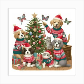 Christmas Dogs 1 Art Print