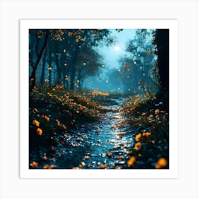 Fireflies In The Forest Art Print