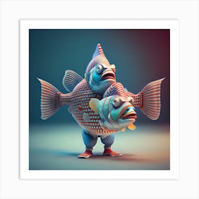 Circus Freak Show Fish (Series) Siamese Twins Art Print