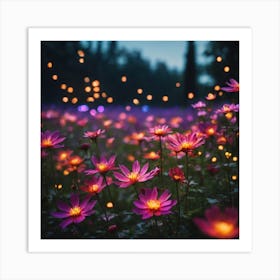 Dahlias At Night Art Print