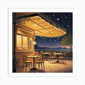 Cafe Terrace At Night (9) Art Print