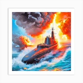Submarine Battle Art Print