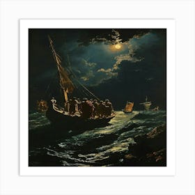 Ship In The Night Art Print