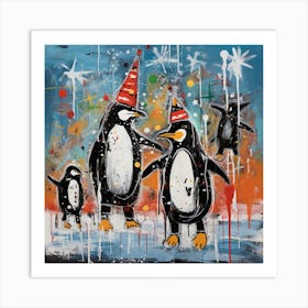 Party Penguins 1 Art Print